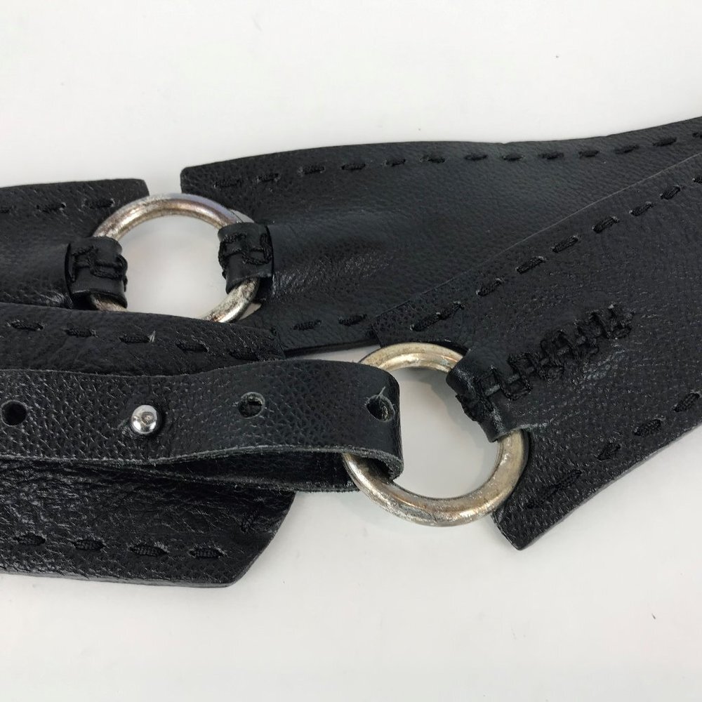 Unbranded black leather adjustable belt size S
